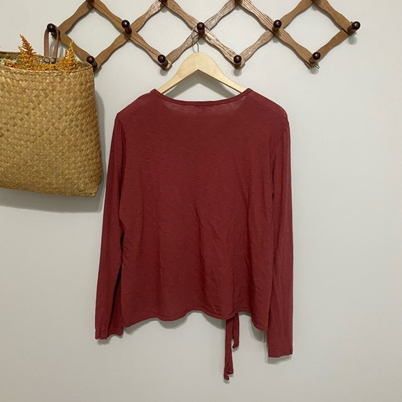 Sundry Deep Red Long Sleeve Blouse - Picture 3 of 5